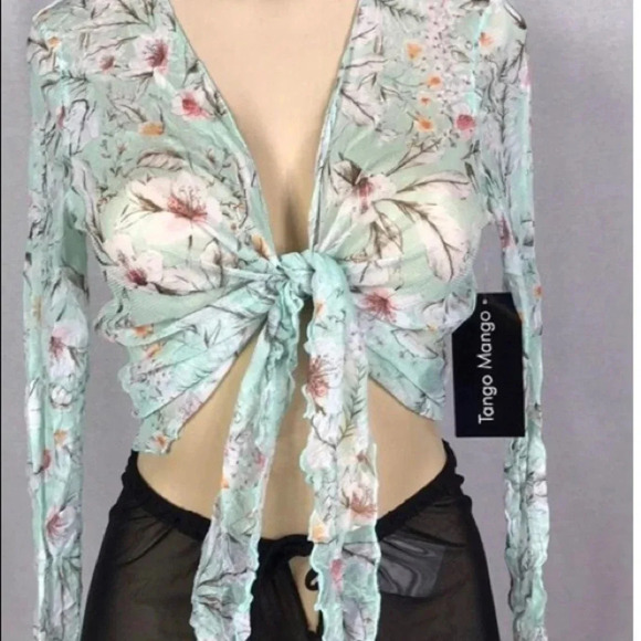 Tango Mango Mesh Floral Crop Top New With Tags - Picture 5 of 5